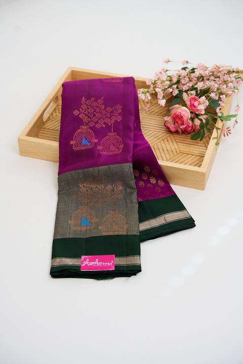 Purple & Green Kanjivaram Saree