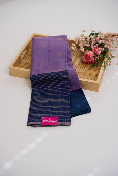 Lavender & Navy Blue Kanjivaram Saree