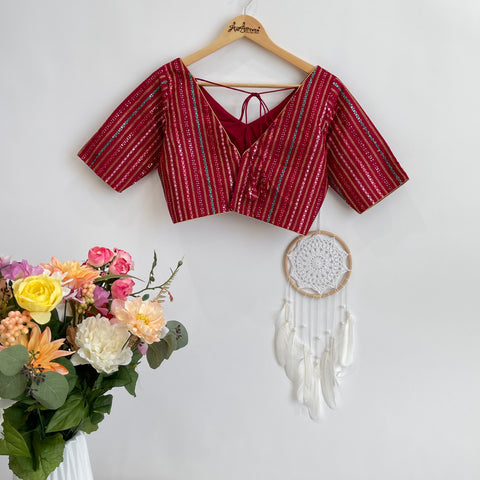 Wine Color Embroidered blouse