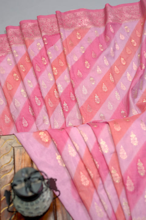 Pink Chanderi Silk Saree