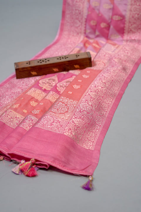 Pink Chanderi Silk Saree