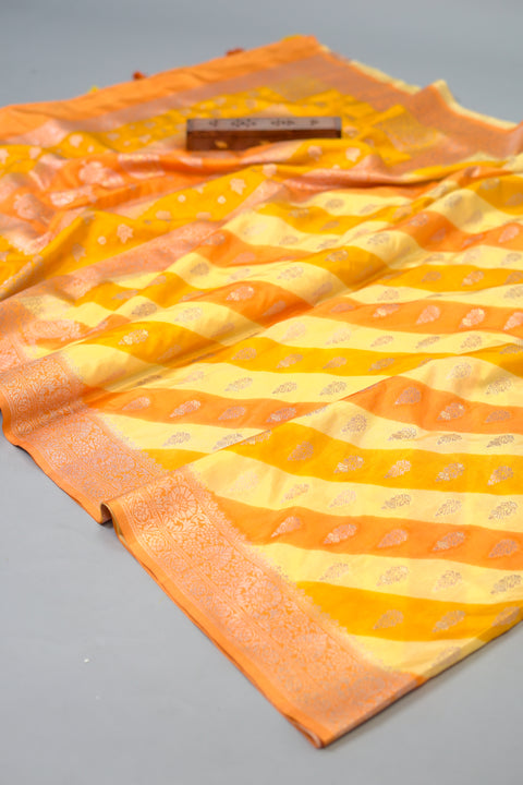 Yellow Chanderi Silk Saree