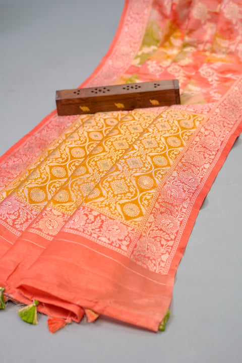 Orange Chanderi Silk Saree