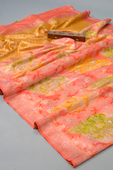 Orange Chanderi Silk Saree