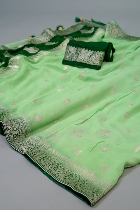 Green Georgette saree | Fancy Look