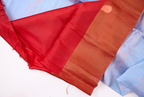 Ash & Orange Kanchipattu Saree