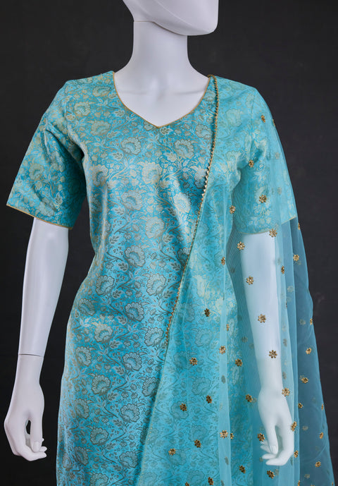 Blue Kurta ,skirt palazzo with duppata