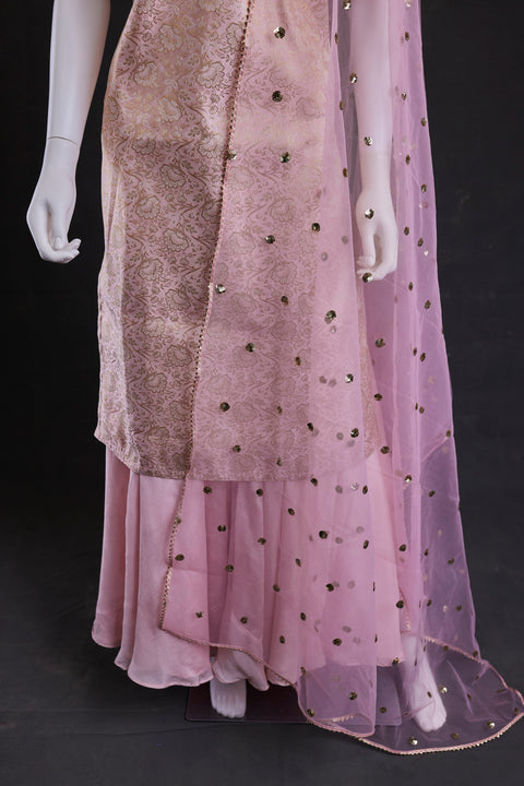 Baby Pink Kurta ,skirt palazzo with duppata