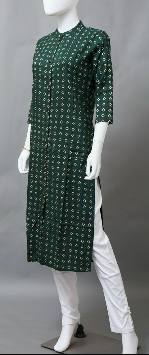 Bottle Green Straight Kurti