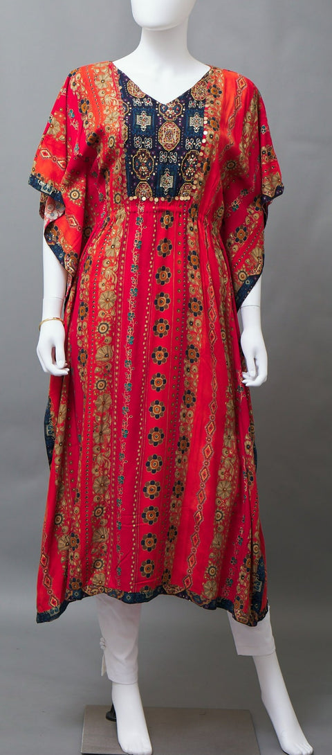 Orange Kaftan Straight Kurti