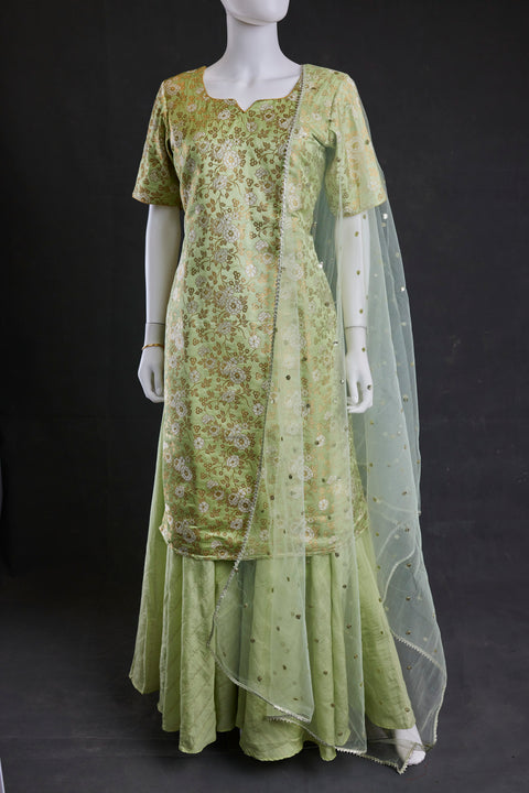 Light Green  kurtha,skirt palazzo with duppata