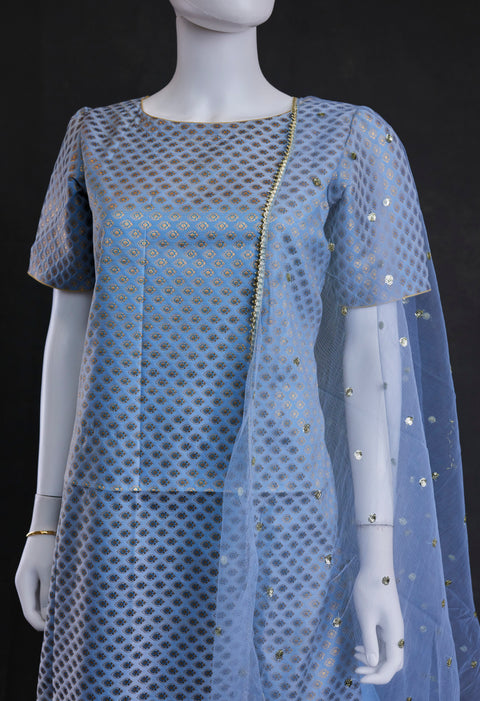 Light Blue kurtha,skirt palazzo with Duppata