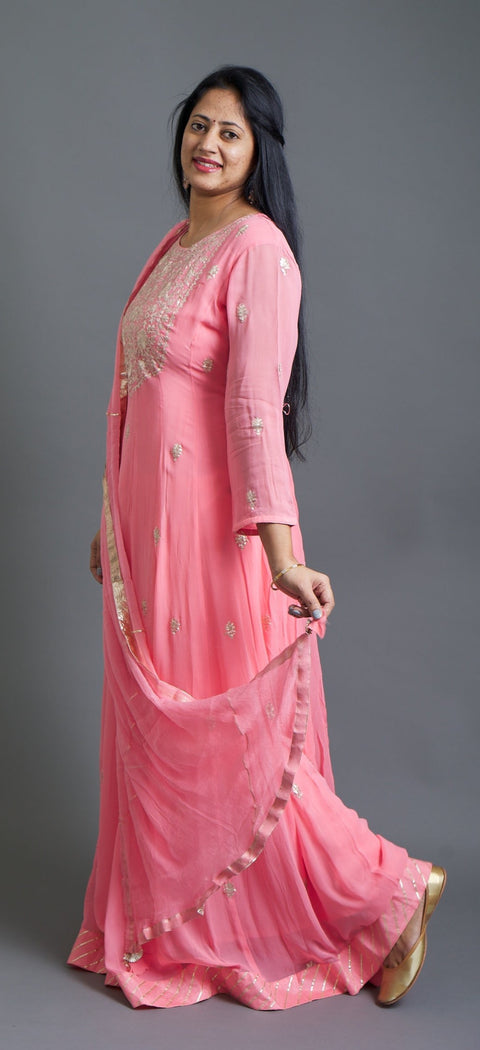 Peach Kurta, Pant and Dupatta set