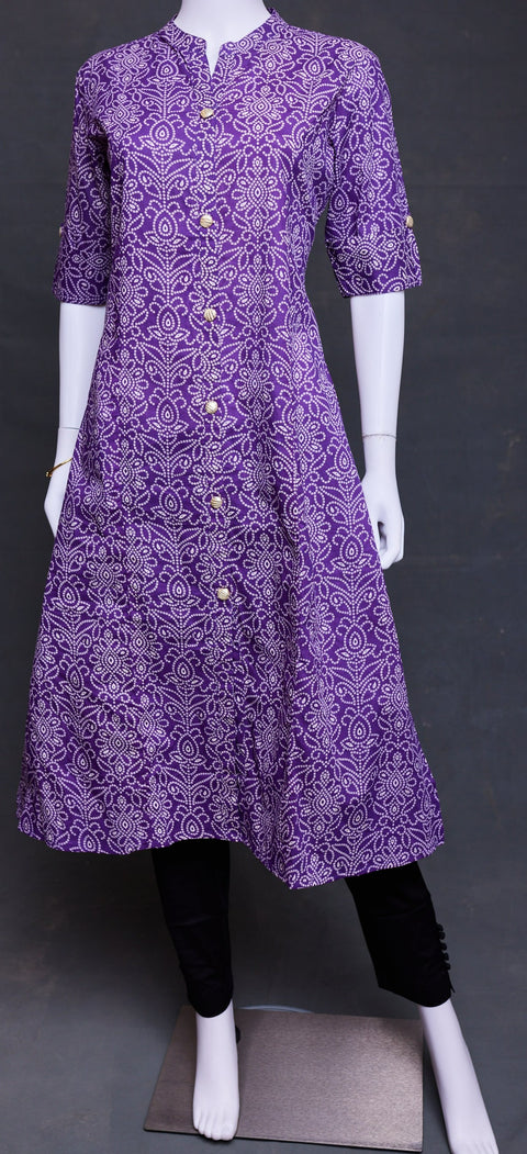 Violet Bandini Print Straight Kurti