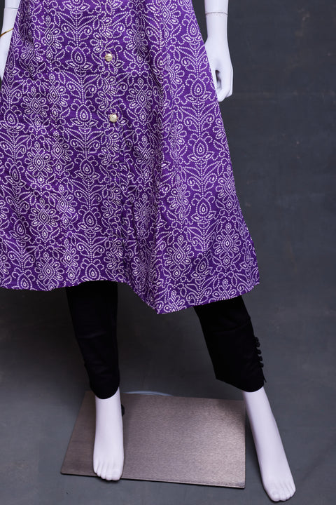 Violet Bandini Print Straight Kurti