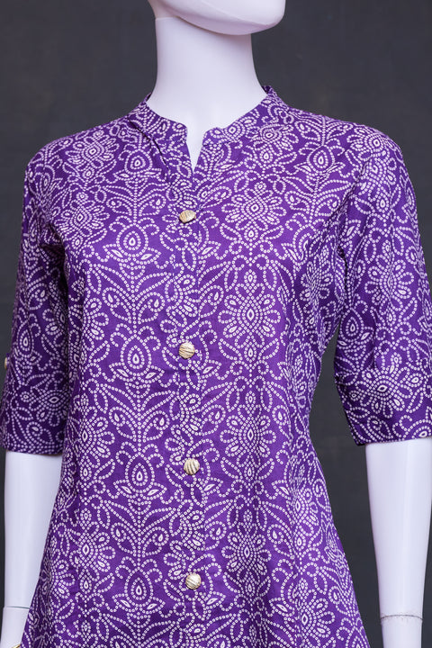 Violet Bandini Print Straight Kurti