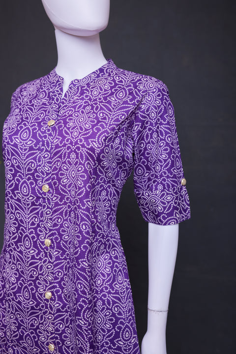 Violet Bandini Print Straight Kurti