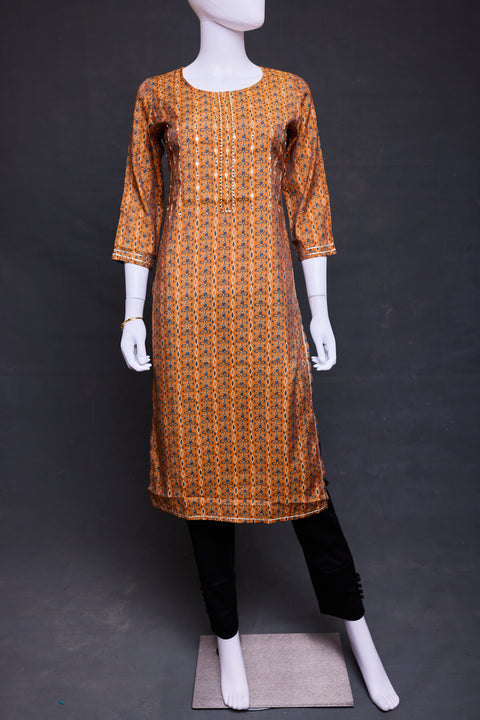 Brown blue Straight Kurti