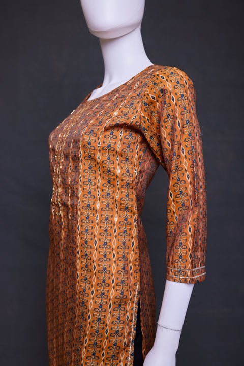 Brown blue Straight Kurti