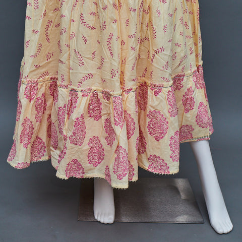 Yellow Pink  A-Line Kurti