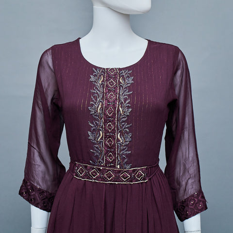 Wine Color A-Line Kurti