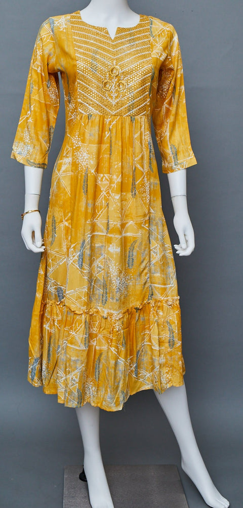 Yellow A-Line Kurti