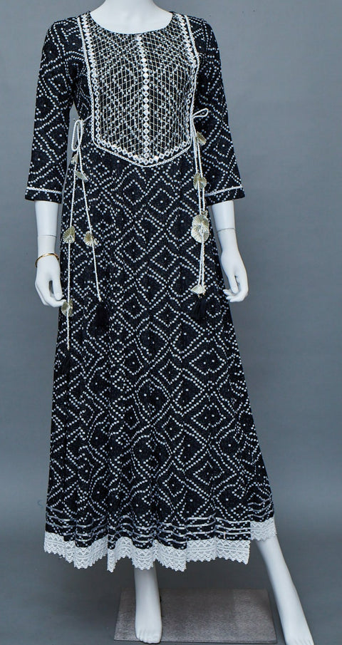 Black and White  A-Line Kurti