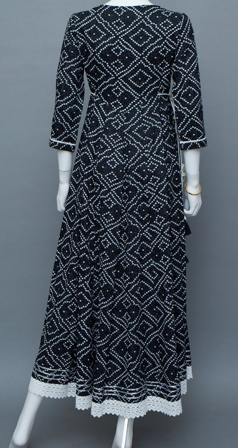 Black and White  A-Line Kurti