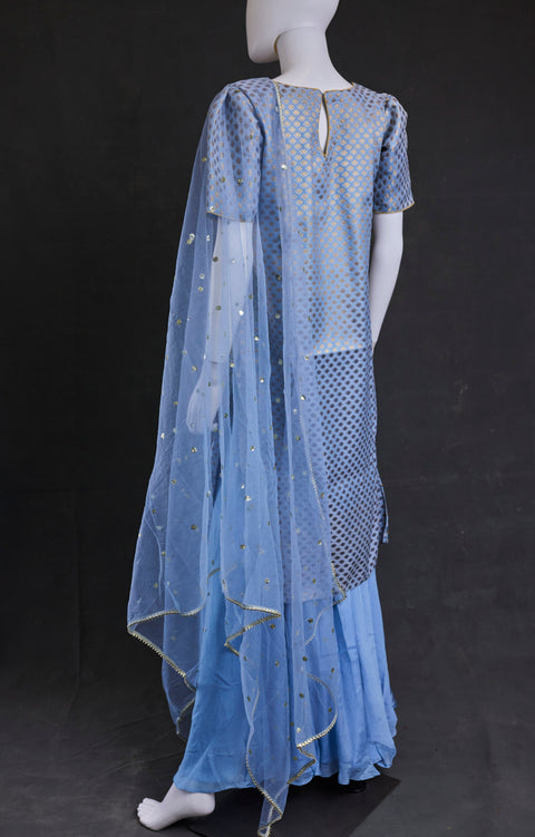 Light Blue kurtha,skirt palazzo with Duppata