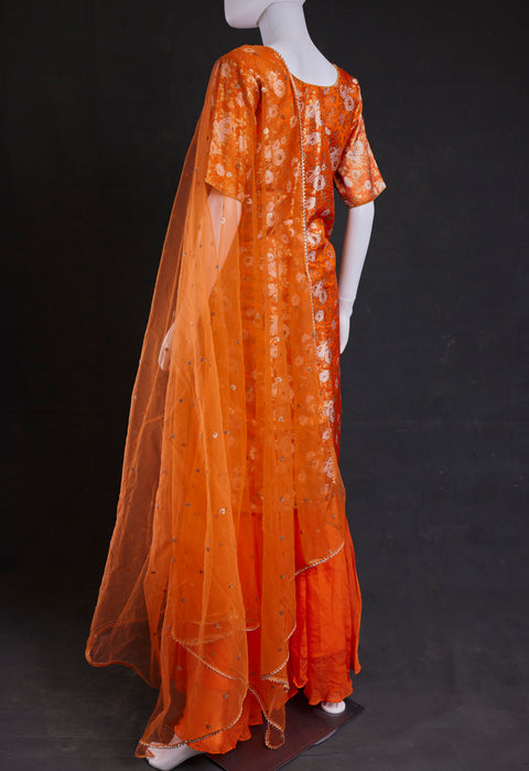 Orange kurta,skirt palazzo with duppata