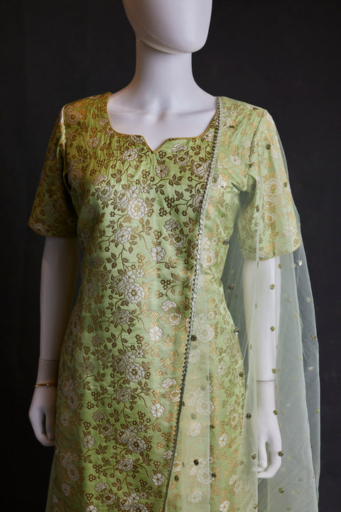 Light Green  kurtha,skirt palazzo with duppata