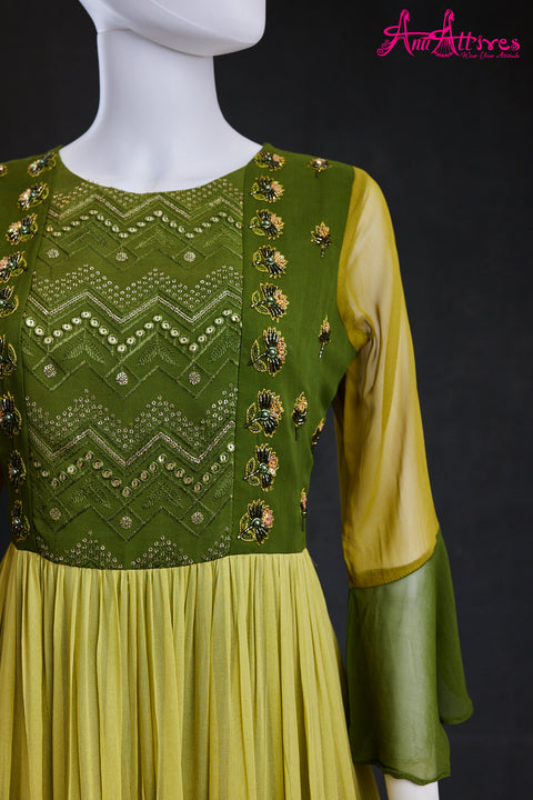 Georgette mehendi green gown