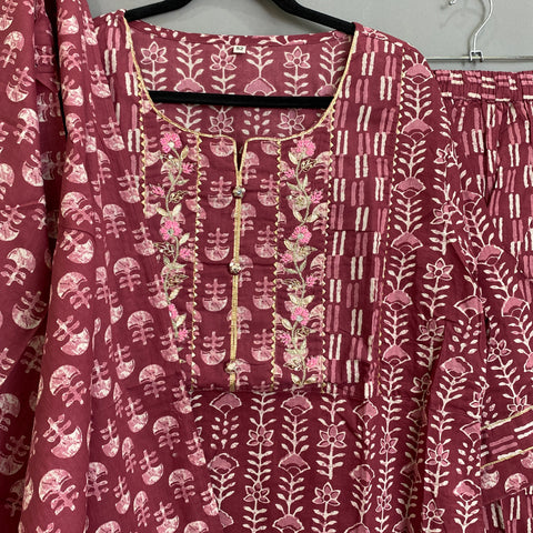 Magenta Pink Plus Size Kurti set