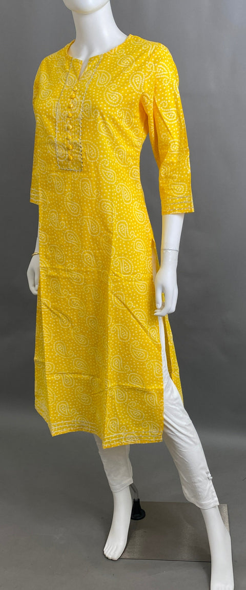 yellow Straight Kurti