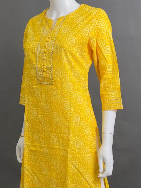 yellow Straight Kurti