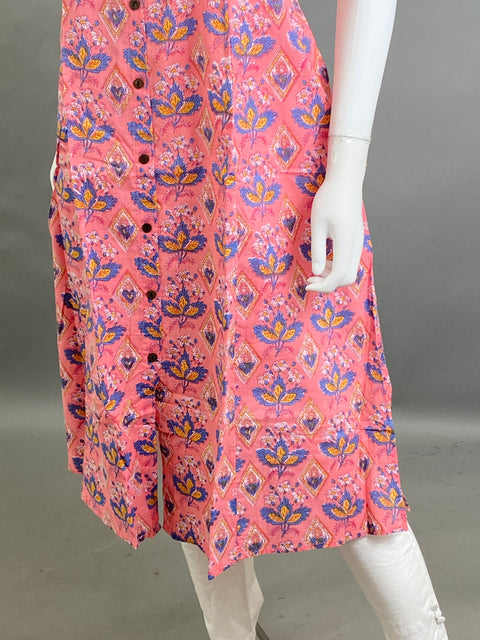 Pink cotton Straight Kurti