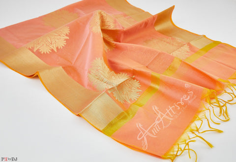 Peach Banaras Dupatta